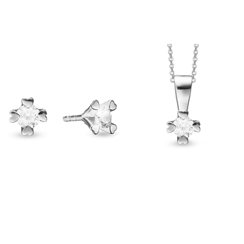 Mary 14 kt hvidguld smykkesæt med i alt 1,20 ct labgrown diamanter Wesselton VS